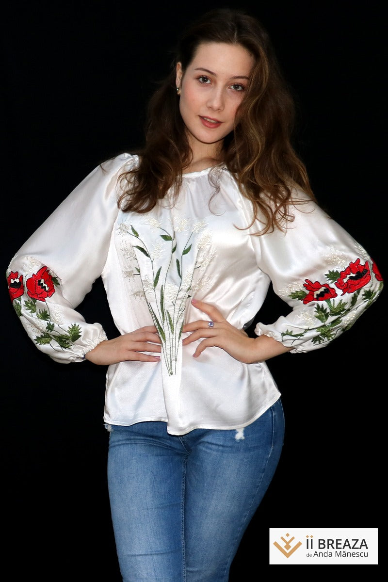 Bluză cu maci, broderie artistică Bluză cu maci, broderie artistică