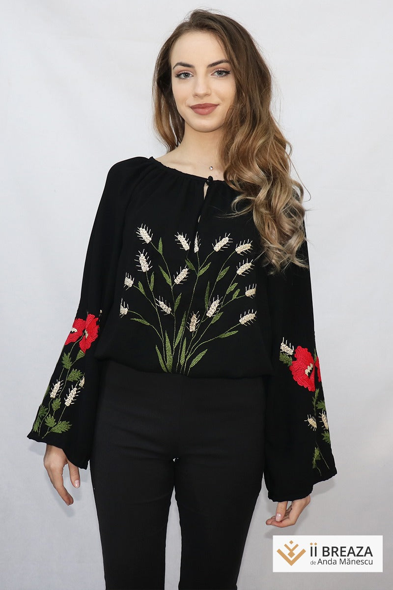Bluză cu maci, broderie artistică Bluză cu maci, broderie artistică