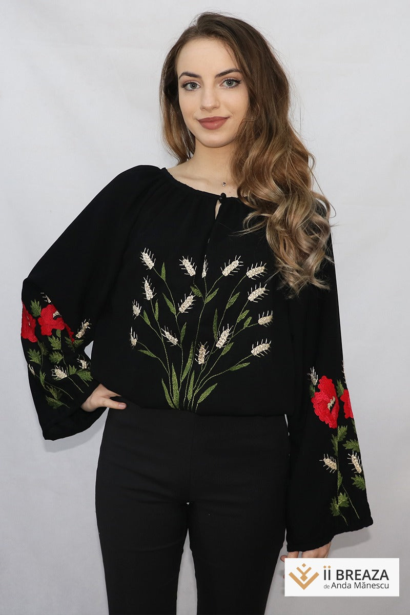 Bluză cu maci, broderie artistică Bluză cu maci, broderie artistică