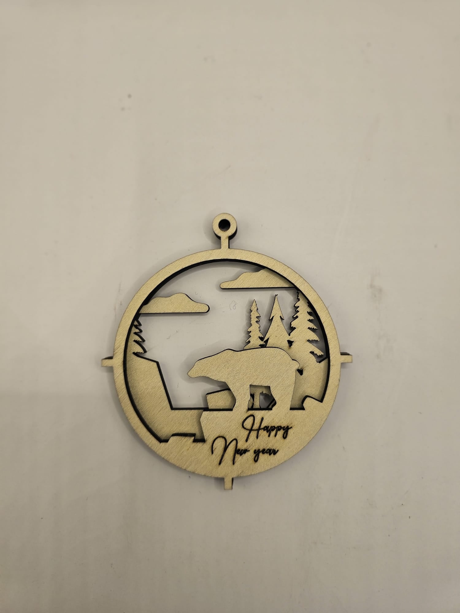 Decorațiune/ glob de Crăciun din lemn, cu efect 3D Decorațiune/ glob de Crăciun din lemn, cu efect 3D