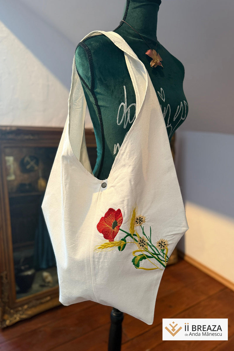 Geantă/ traistă cu Mac Roșu Geantă/ traistă cu Mac Roșu