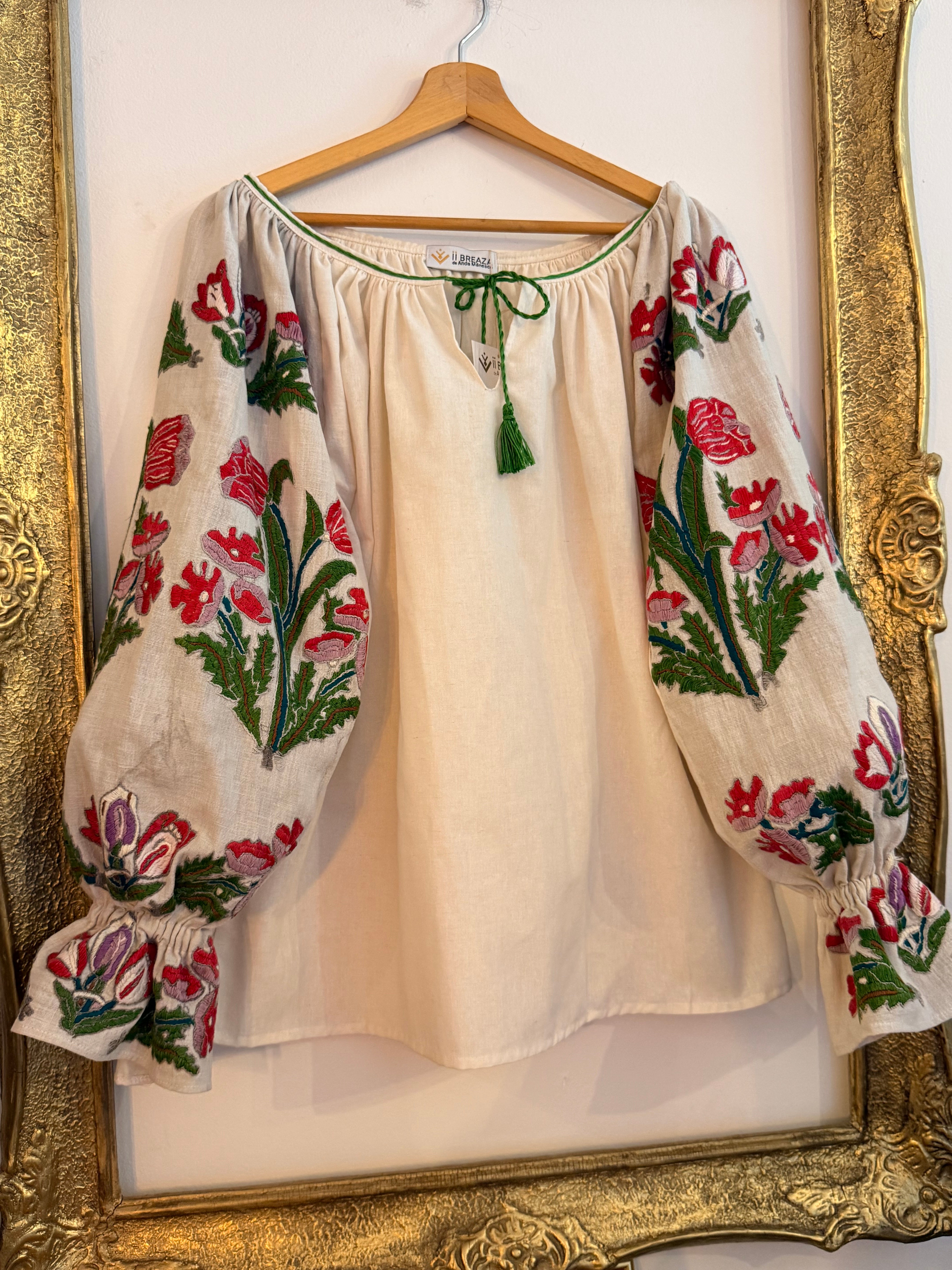 Bluză cu măneci vintage - Flori arhaice