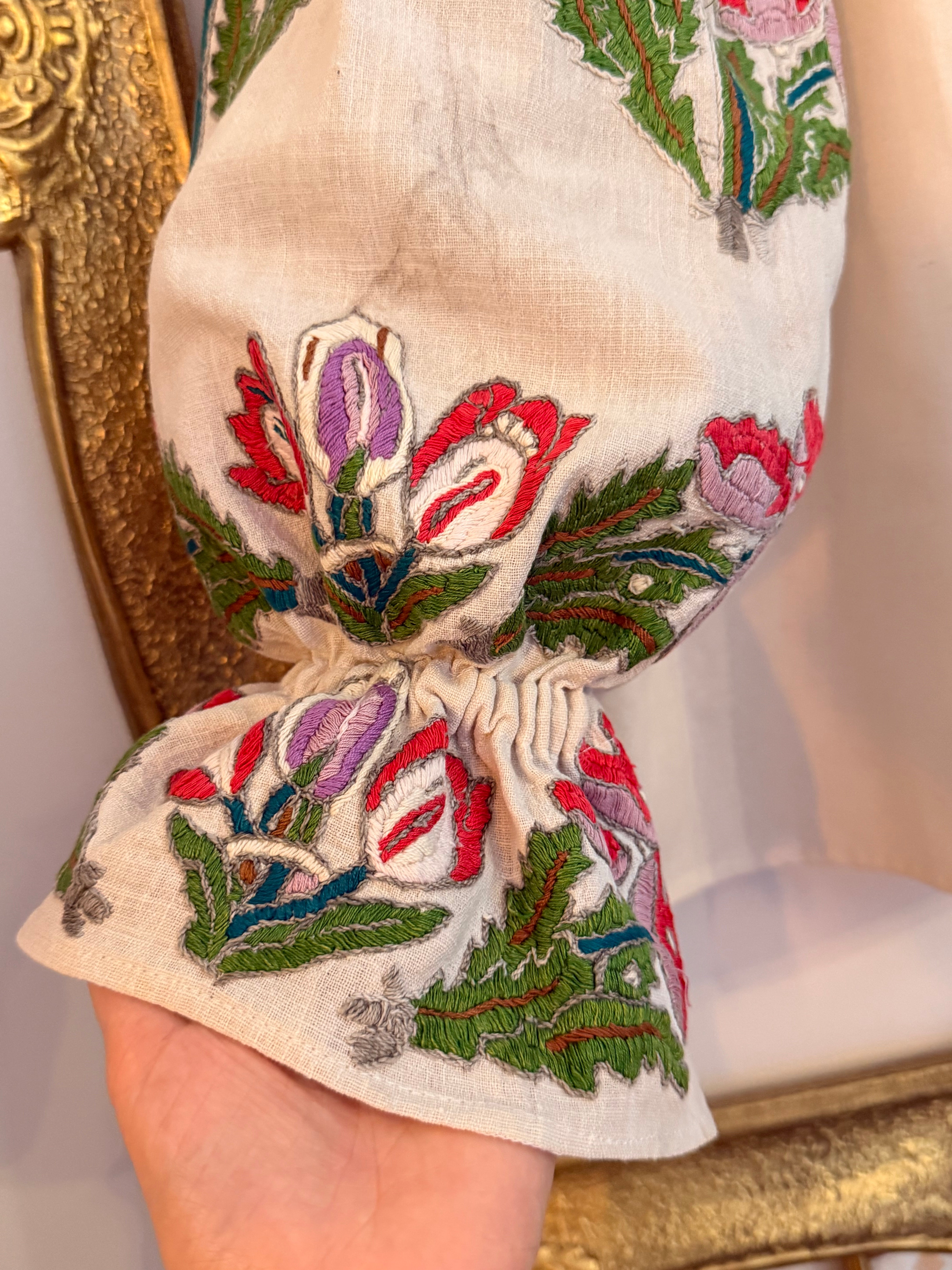 Bluză cu măneci vintage - Flori arhaice