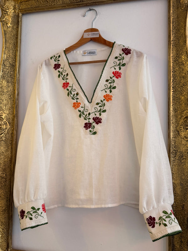 Bluza cu aplicație vintage - Trandafiri