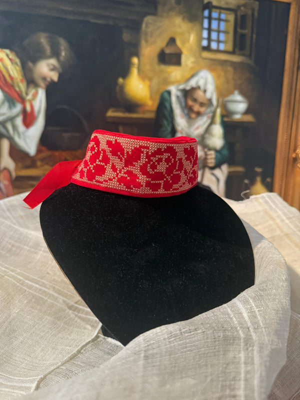 Choker tradițional din catifea - Trandafiri