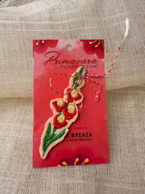 Mărțișor brodat Gladiolă