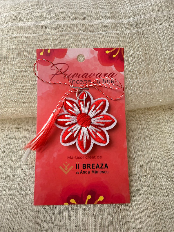 Mărțișor „Floarea Primăverii” brodat