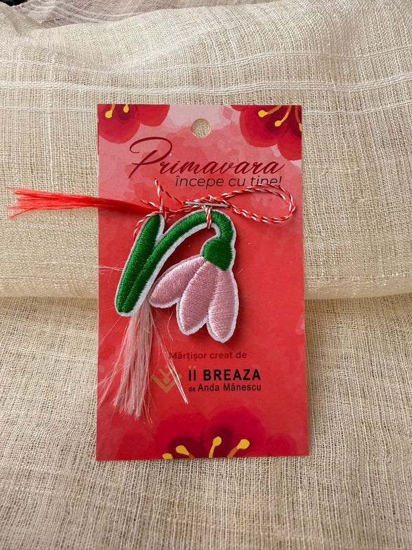 Mărțișor ghiocel brodat