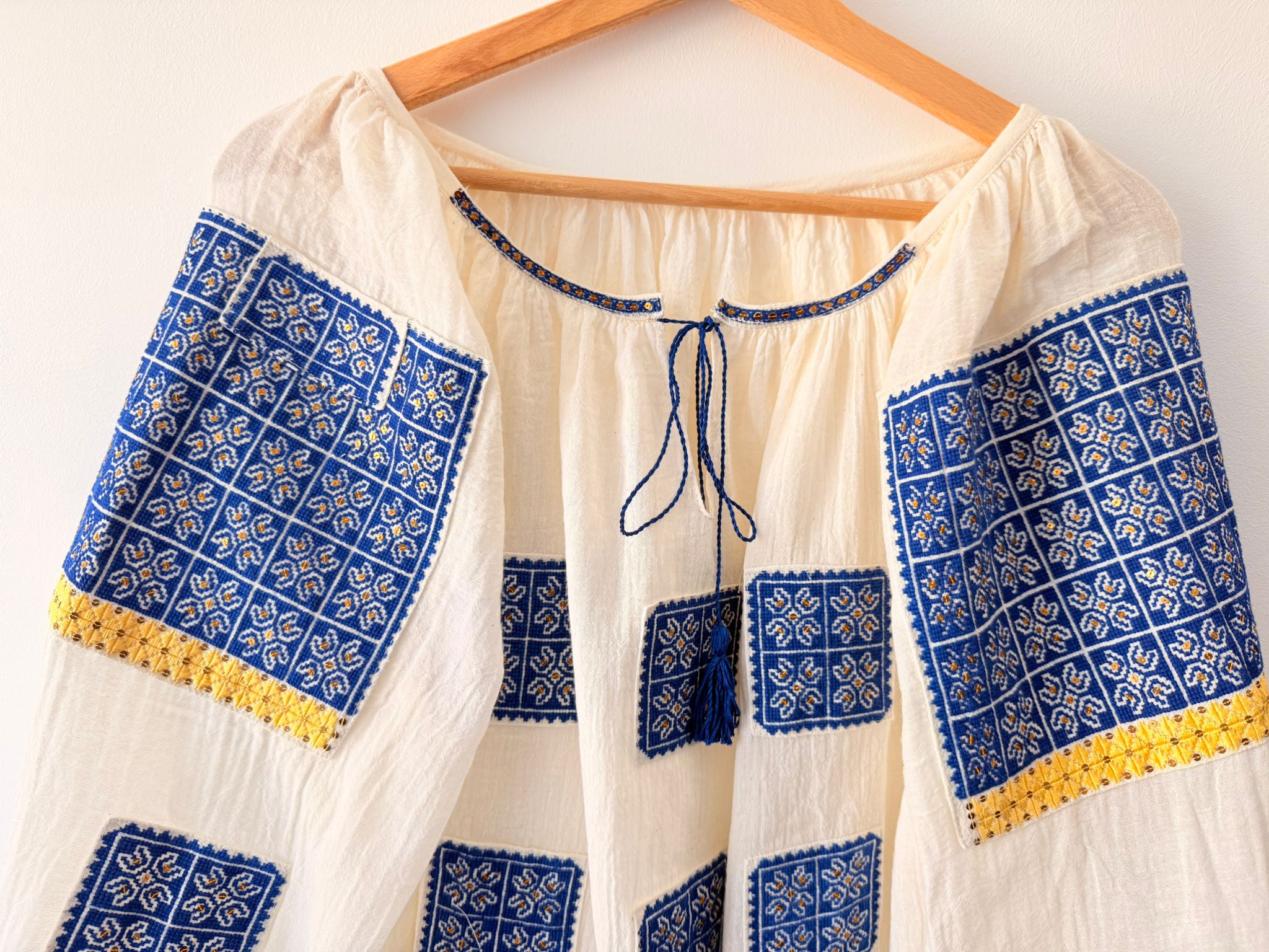 Vintage IA albastru regal cu paiete - simbol Lalea