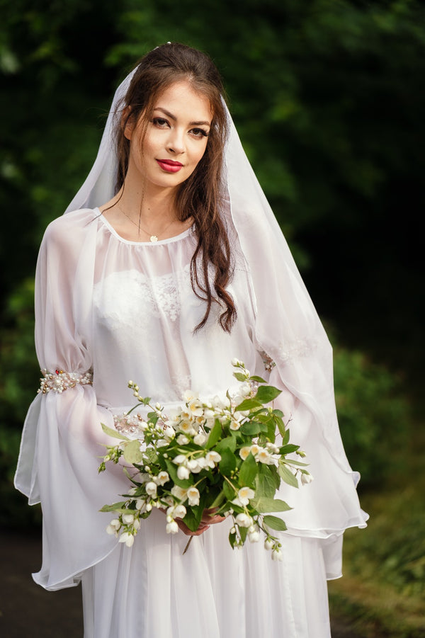 Rochie de mireasă creată din mătase naturală - ”Domnița”