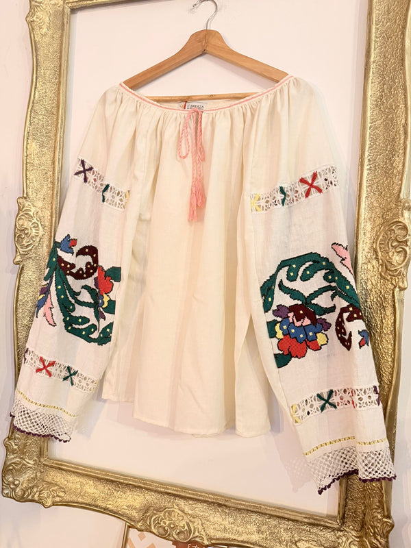 Bluză cu mâneci vintage - Bujor