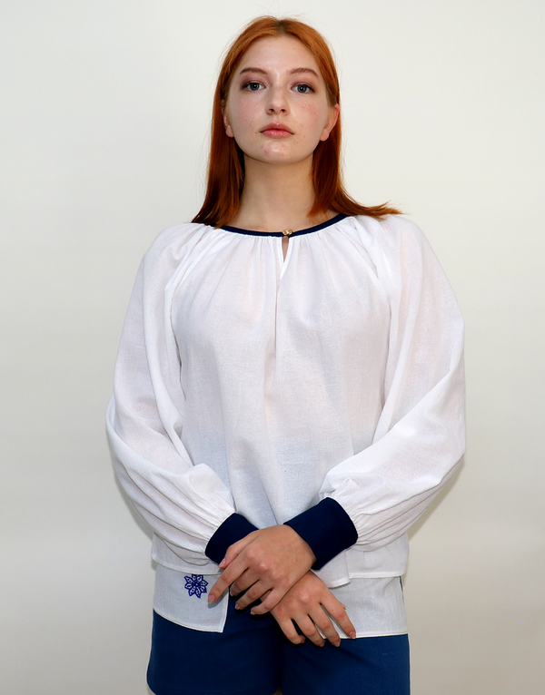 Bluză denim & pânză de casă