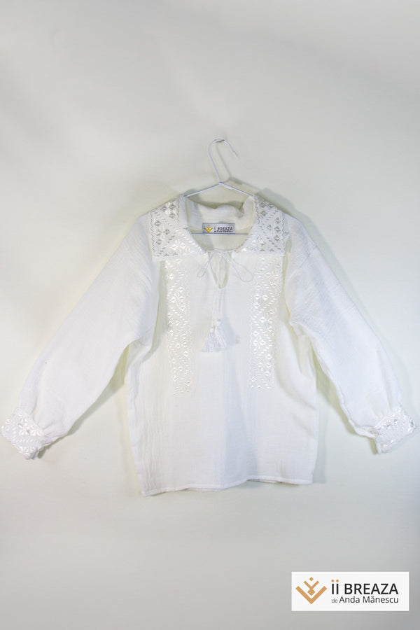 Cămașă Băiat/ Copil Tradițională, model Buclavaua Mare, brodată manual