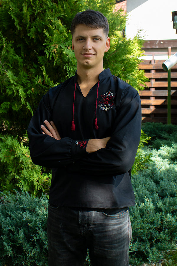 Cămașă Bărbătească Mugurel, brodată cu simbolul cocoșului