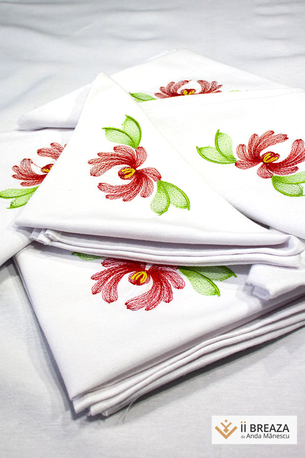Față de masă cu șervețele, model Nufăr