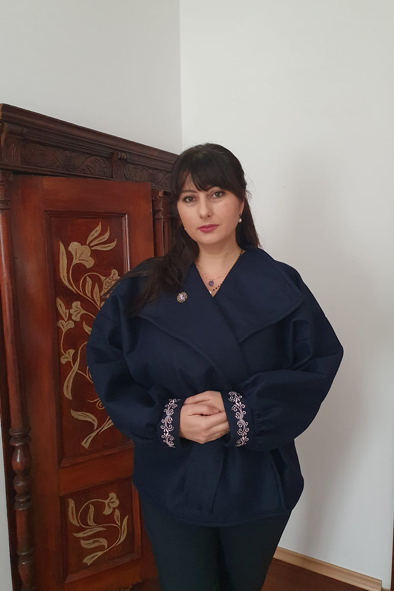 Jachetă Ana -  brodată cu simbol floare, străbună