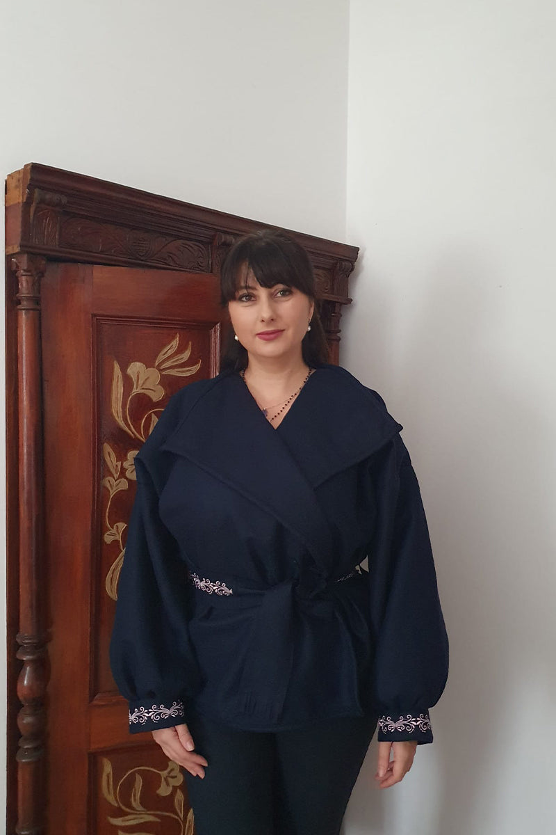 Jachetă Ana -  brodată cu simbol floare, străbună