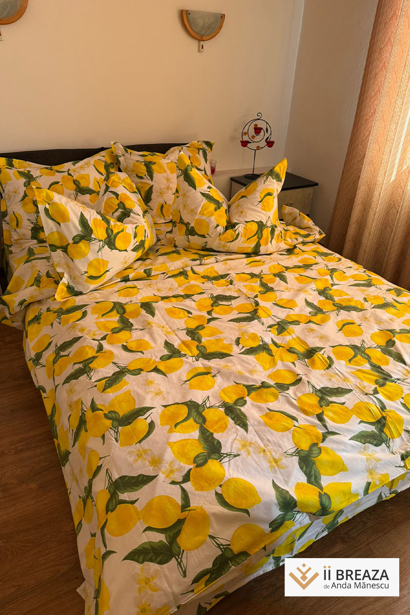 Lenjerie de pat cu imprimeu lămâi