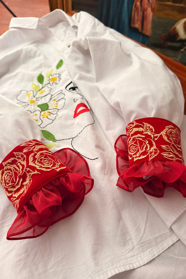 Manșete brodate cu modelul Trandafiri