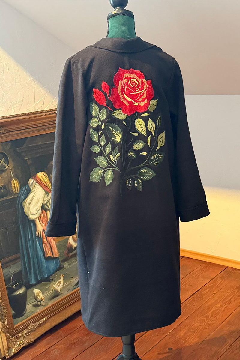 Palton brodat,model Crimson Rose