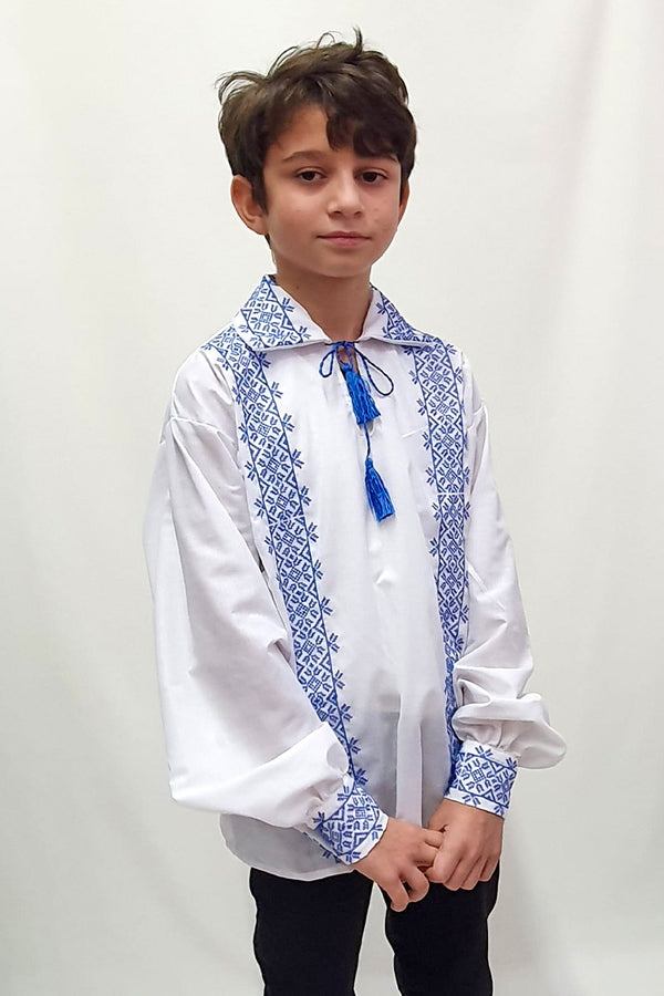 Cămașă tradițională de băiat, model Nectarie, mărimi 2-13 ani