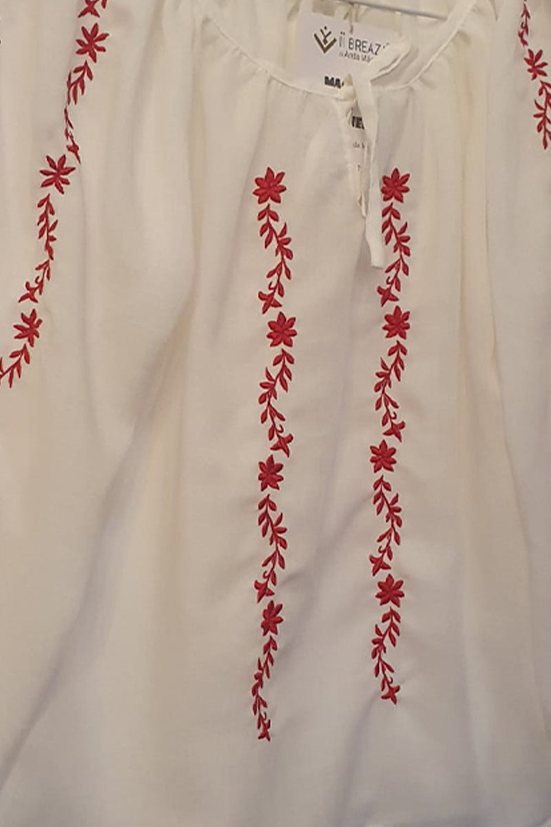 Bluză gen ie, de inspirație tradițională, brodată cu modelul Șirul vieții, mărimi 2-13 ani