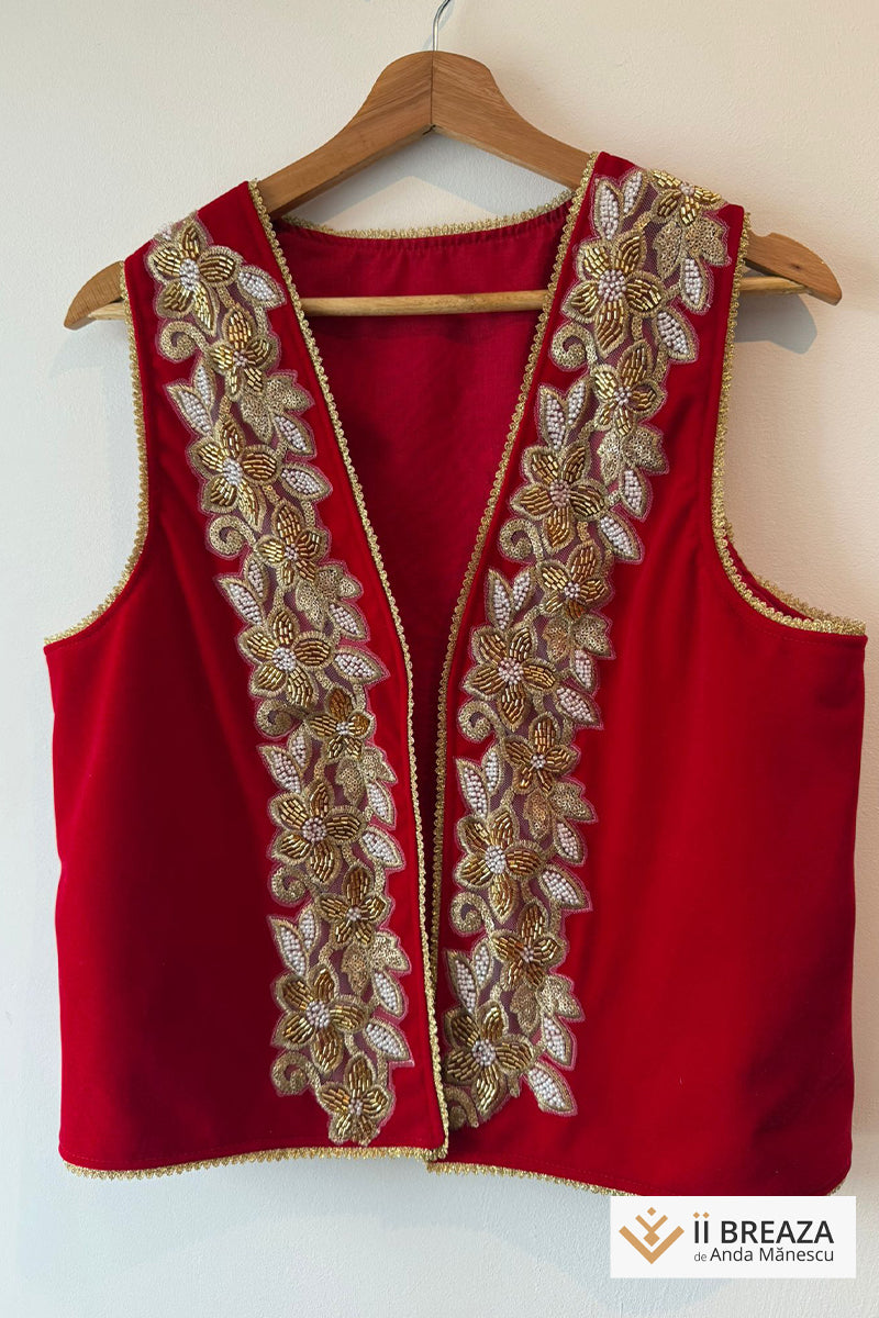 Vestă cu broderie de mărgele - Floare de Aur