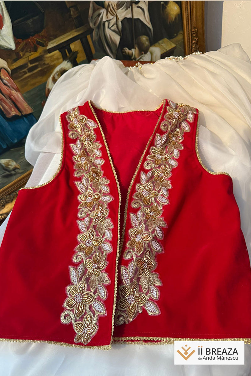 Vestă cu broderie de mărgele - Floare de Aur