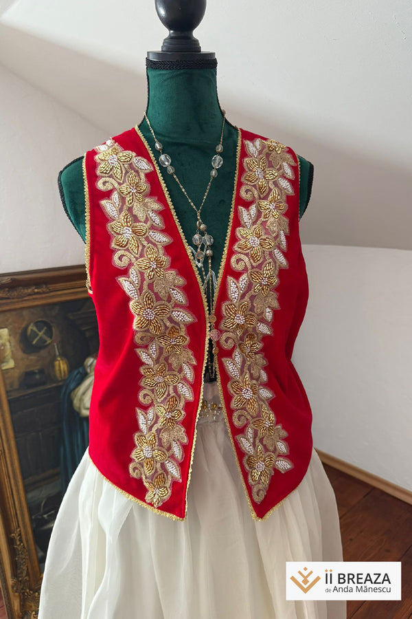 Vestă cu broderie de mărgele - Floare de Aur