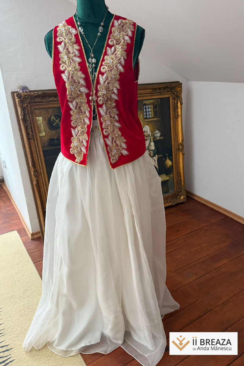 Vestă cu broderie de mărgele - Floare de Aur