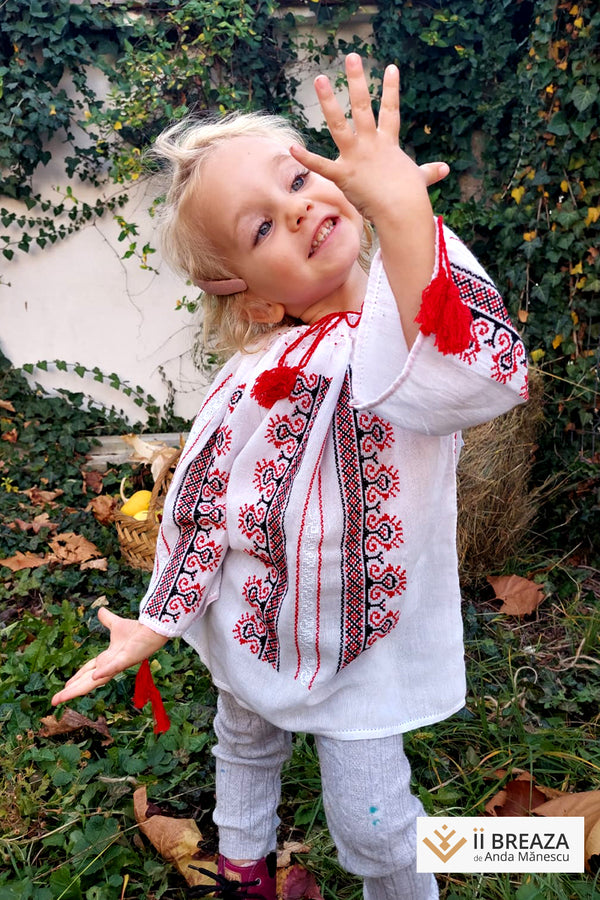 IE Fetiță Brodată Manual - model Crestele de Breaza sau Creasta Cocoșului